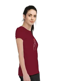 Elegant Maroon Cotton Blend Printed T-Shirts For Women-thumb2