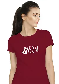 Elegant Maroon Cotton Blend Printed T-Shirts For Women-thumb1