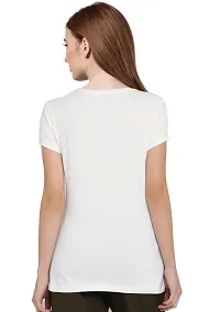 Elegant White Cotton Blend Printed T-Shirts For Women-thumb3