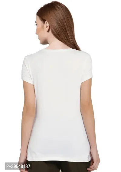 Elegant White Cotton Blend Printed T-Shirts For Women-thumb4