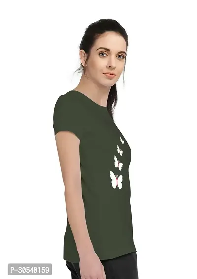 Elegant Green Cotton Blend Printed T-Shirts For Women-thumb3