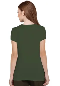 Elegant Green Cotton Blend Printed T-Shirts For Women-thumb3