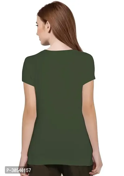 Elegant Green Cotton Blend Printed T-Shirts For Women-thumb5