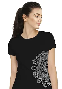 Elegant Black Cotton Blend Printed T-Shirts For Women-thumb1