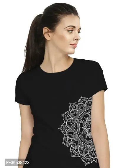 Elegant Black Cotton Blend Printed T-Shirts For Women-thumb2