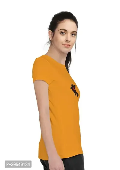 Elegant Yellow Cotton Blend Printed T-Shirts For Women-thumb3