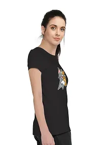 Elegant Black Cotton Blend Printed T-Shirts For Women-thumb2