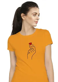 Elegant Yellow Cotton Blend Printed T-Shirts For Women-thumb1