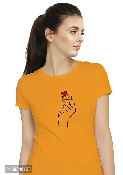 Elegant Yellow Cotton Blend Printed T-Shirts For Women-thumb2