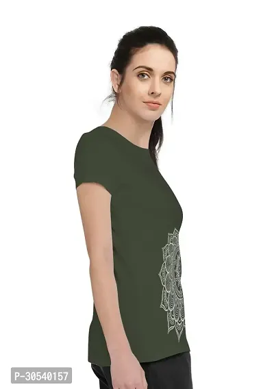 Elegant Green Cotton Blend Printed T-Shirts For Women-thumb3