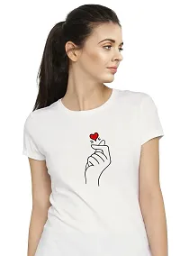 Elegant White Cotton Blend Printed T-Shirts For Women-thumb1