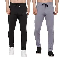Black Polyester Track Pants For Men pack of 2-thumb3