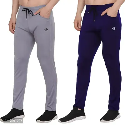 Grey Polyester Track Pants For Men pack of 2-thumb0