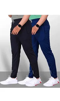 RIKSAW Track Pants for Mens/Joggers for Mens/Mens Lower Lycra Blend with 2 Side Pockets for Gym, Yoga, Exercise, Morning Walk, Sports Wear (Pack of 2) (XXL, Black and Navy Blue)-thumb1
