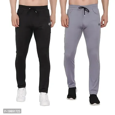 Black Polyester Track Pants For Men pack of 2-thumb2
