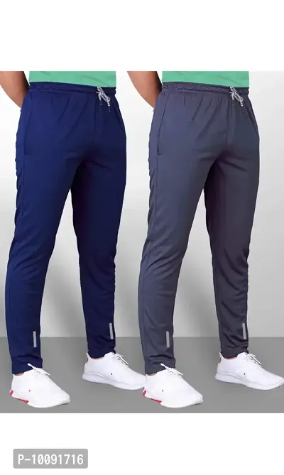 RIKSAW Track Pants for Mens/Joggers for Mens/Mens Lower Lycra Blend with 2 Side Pockets for Gym, Yoga, Exercise, Morning Walk, Sports Wear (Pack of 2) (XXL, Navy and Dark Grey)-thumb3