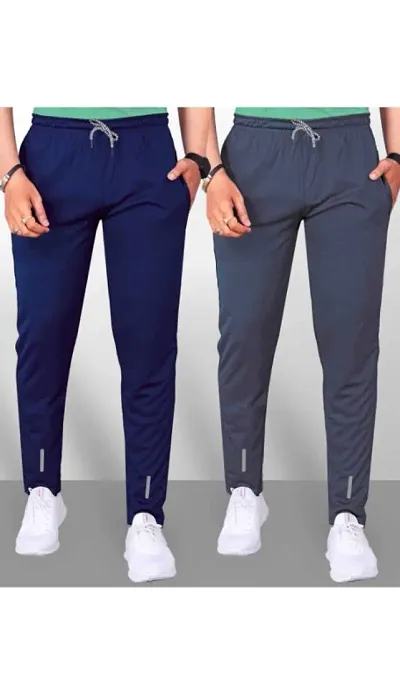 New Launched Polyester Blend Regular Track Pants For Men Pack of 2