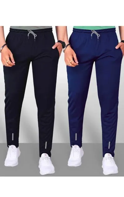Classic Polyester Solid Track Pants for Men, Pack of 2