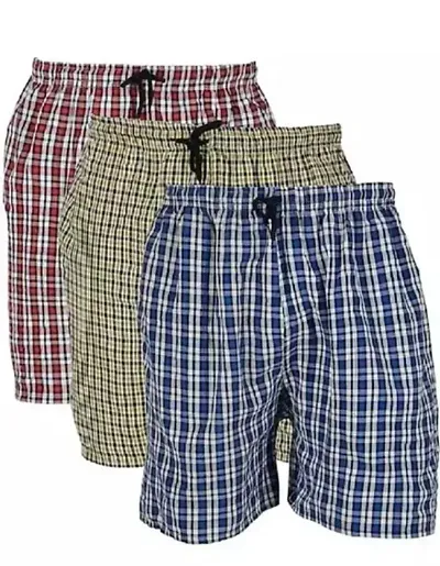 Pack Of 3 Checked Cotton Boxers