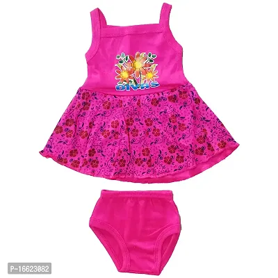 Baby Girls Dress Frock and Panty Set (0-3 Months, Color Base)-thumb4