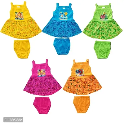 Baby Girls Dress Frock and Panty Set (0-3 Months, Color Base)