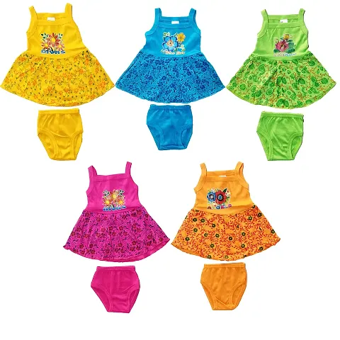 crazyon girls color base frock pack of (5)