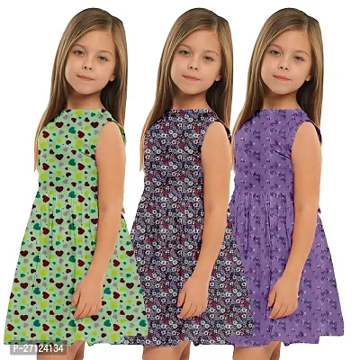 Classic Cotton Printed Frocks for Kids Girls, Pack of 3-thumb0