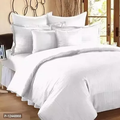 Stunning High Quality 400TC Cotton Strip Stain Double Bedsheet With 2 Pillow Cover