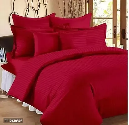 Stunning High Quality 400TC Cotton Strip Stain Double Bedsheet With 2 Pillow Cover