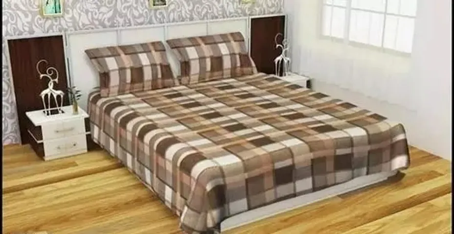 Soft Woolen Printed Double Bedsheet with Two Pillow Covers