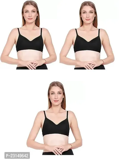 Stylish Fancy Lace Solid Non Padded Bras For Women Pack Of 3-thumb0