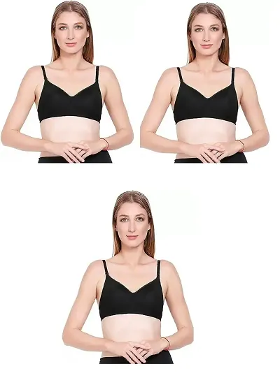 Stylish Fancy Lace Solid Non Padded Bras For Women Pack Of 3