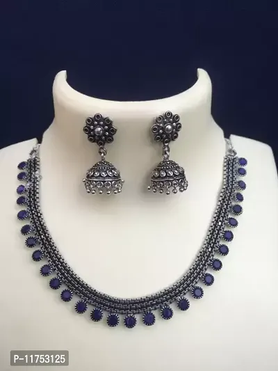 Fancy Silver Necklace Set For Women