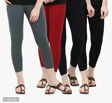 Stylish Fancy Cotton Solid Leggings For Women Pack Of 4