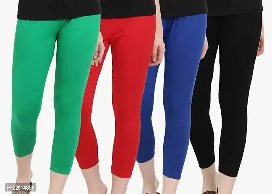 Stylish Fancy Cotton Solid Leggings For Women Pack Of 4