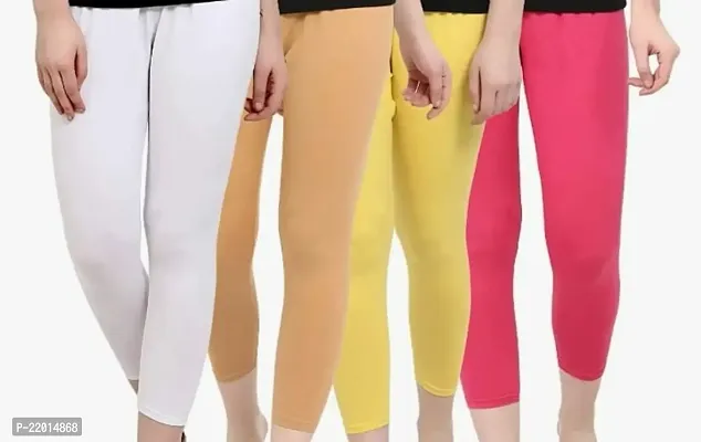 Stylish Fancy Cotton Solid Leggings For Women Pack Of 4