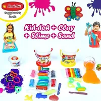 Rabbit Modelling Clay Bucket 8 Colors With Modelling Dough Classic Bucket With Play Sand Box 100GWithPlay Slime Neon100G Combo Of 4 For Kids Clay Slime Sand Clay For Kids Sand Slime Slime Play Sand Age 3+-thumb1