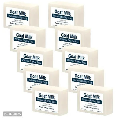 Goat Milk White Soap for Women  Men 100gm (Pack Of 10) Bathing Soap Bar  (10 x 100 gm)-thumb0