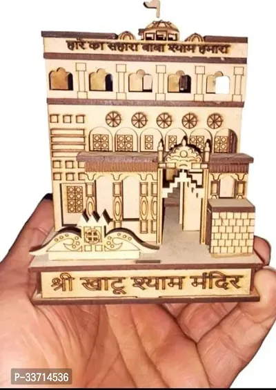 Khatu Shyam Mandir Large Beautiful Miniature Wooden 3D Model-thumb0