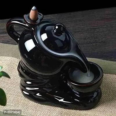 Tea Kettle  Cup Smoke Fountain Waterfall Incense Holder Ceramic Burner with 21 Free Smoke Cone