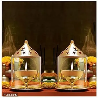 Decorative Brass Diya for Pooja Pack of 2