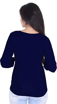 Stylish  Navy Blue Solid button top For Women-thumb3