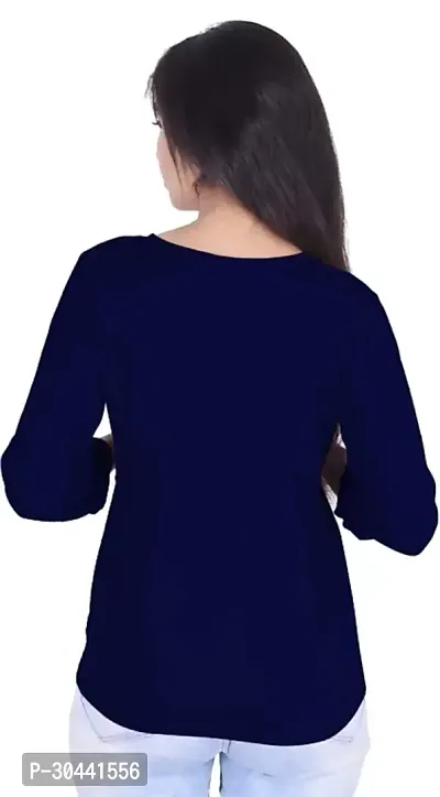 Stylish  Navy Blue Solid button top For Women-thumb4