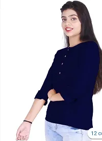 Stylish  Navy Blue Solid button top For Women-thumb1