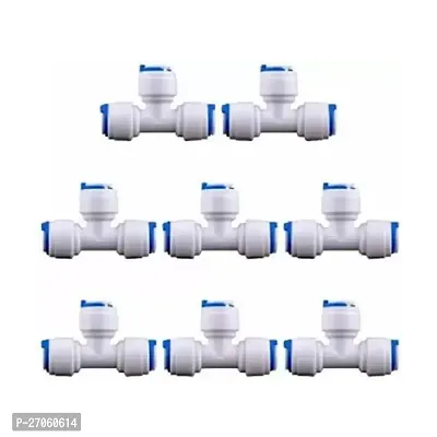 ppsmax  RO 3/8 Inch x 1/4 Inch x 1/4 Inch 3 Way Quick Connect Push Fit type T Shape Elbow Connector for RO Water Purifier Tube Fitting Solid Filter Cartridge  (0.5, Pack of 8)