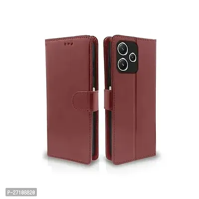 PPSMAX Back Cover for Realme C53 Flip Case Leather Finish | Inside TPU with Card Pockets | Wallet Stand and Shock Proof | Magnetic Closing | Complete Protection Flip Cover (BROWN)-thumb0