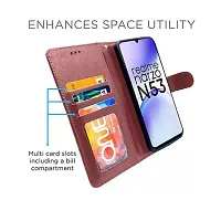 PPSMAX Back Cover for Realme C53 Flip Case Leather Finish | Inside TPU with Card Pockets | Wallet Stand and Shock Proof | Magnetic Closing | Complete Protection Flip Cover (BROWN)-thumb1