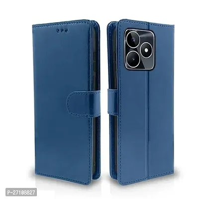 PPSMAX  Back Cover for Realme C53 Flip Case Leather Finish | Inside TPU with Card Pockets | Wallet Stand and Shock Proof | Magnetic Closing | Complete Protection Flip Cover (Blue)