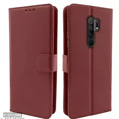 PPSMAX   Poco M2 / Redmi 9 Prime Flip Cover Case | Leather flip Back Covers Cases for Poco M2/Redmi 9 Prime (Brown)-thumb0