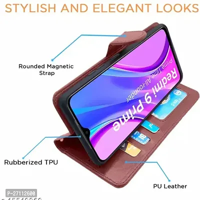 PPSMAX   Poco M2 / Redmi 9 Prime Flip Cover Case | Leather flip Back Covers Cases for Poco M2/Redmi 9 Prime (Brown)-thumb3